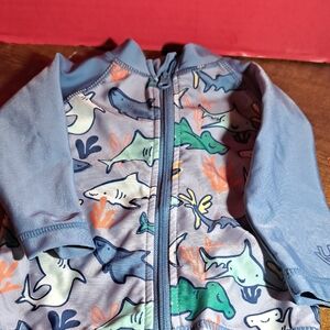 Skin Kids Swim Rashguard with Blue and Green Sea Creatures